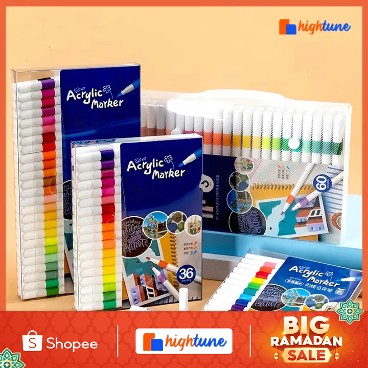 Hightune Spidol Acrylic Marker Set 80 Warna/Spidol Akrilik 60 Color Paint Marker Akrilik Pain Drawin