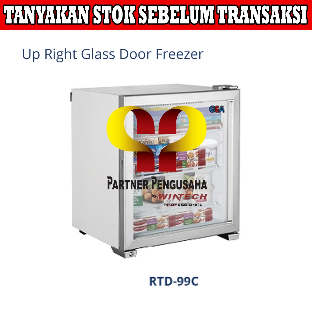Gea RTD-99C Mini Upright Glass Door Freezer Premium Ice Cream Display - Freezer Berdiri Pintu Kaca /