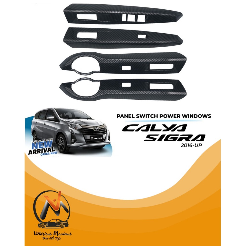 Aksesoris Interior Toyota Calya Daihatsu Sigra Panel Switch power Carbon /MOTIF KAYU