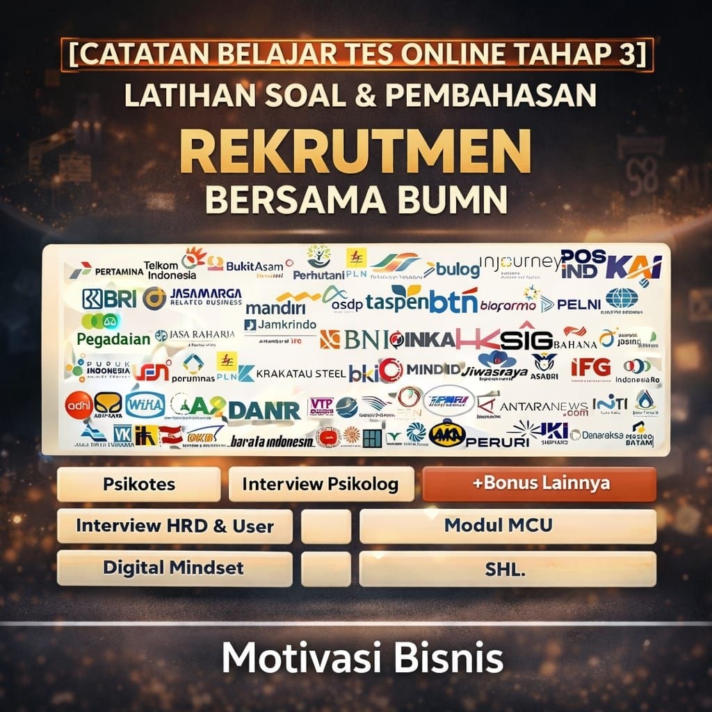 Materi Tes Online RBB BUMN 2026 Tahap 3 | Psikotes, TOEFL, Interview, DMB & MCU, Bonus 35 Paket Soal