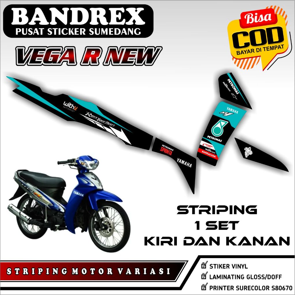 Striping VEGA R NEW Simpel - Striping VEGA R NEW Keren - Set Stiker Motor Simpel Variasi PTR01
