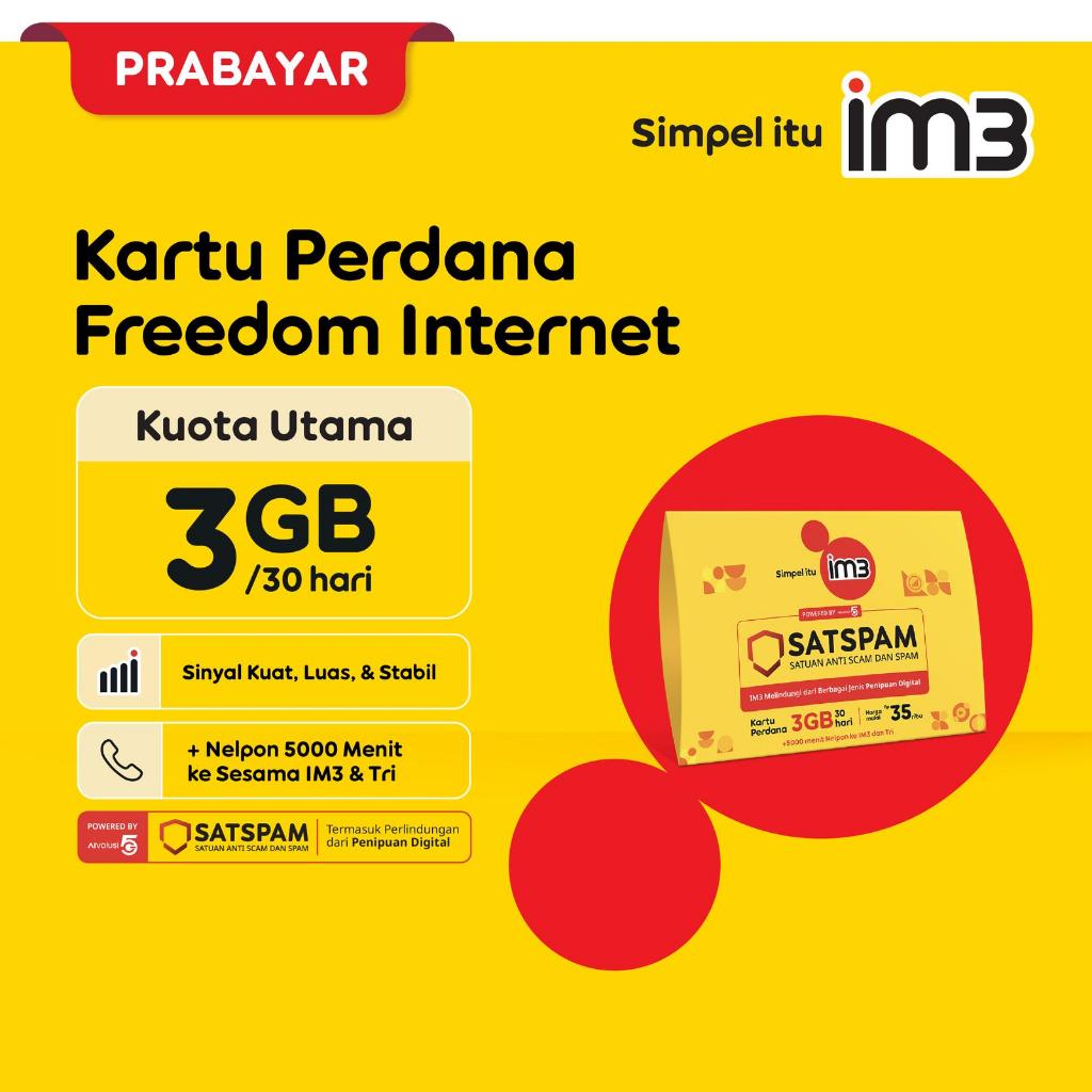 Kartu Perdana IM3 Freedom Internet 3GB
