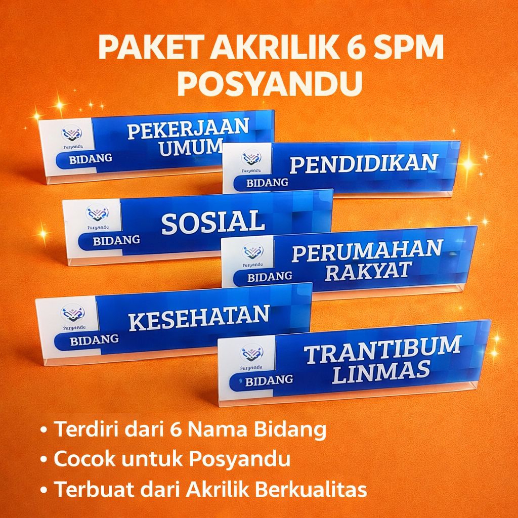 Akrilik Papan Meja Posyandu 6 Standar Pelayanan Minimal - Paket Akrilik 6 SPM posyandu