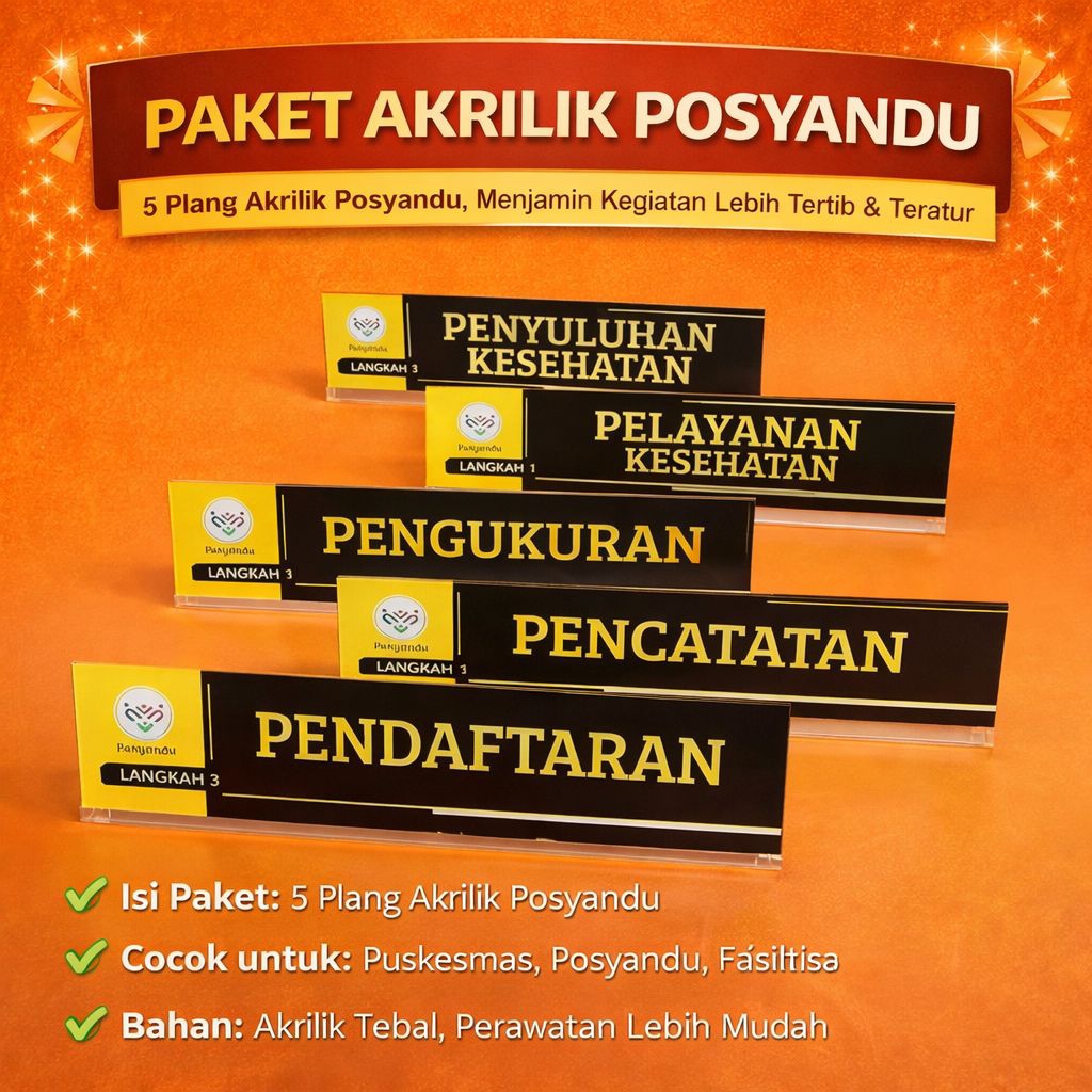Paket Akrilik Papan Meja Posyandu - 1 Set Akrilik Papan Meja Pelayanan Posyandu - Bahan Akrilik 2mm