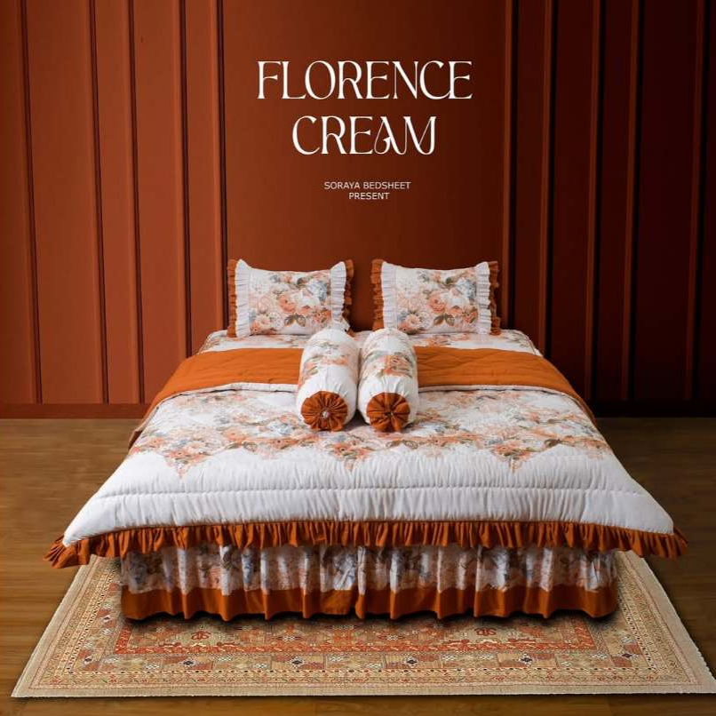 Soraya Bedsheet Set Bedcover Rimple CVC Motif Bunga Uk 180x200x30cm