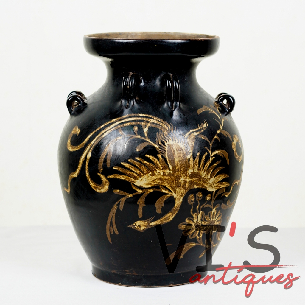 Pot Dynasty Black Phoenix Guci Keramik Antik Kuno Asli Cina
