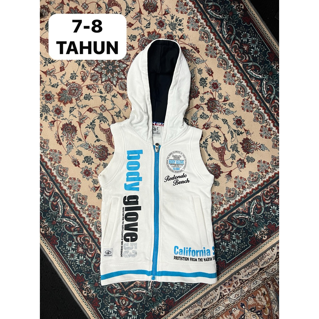 7-8 TAHUN HOODIE VEST ANAK BODY GLOVE JAKET ROMPI SWEATER ANAK