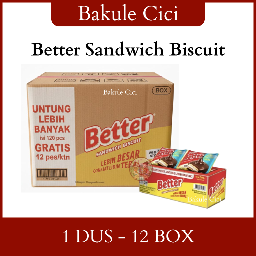 Biskuit Better Coklat 10+1 sachet 1 DUS ISI 12 BOX / HARGA 1 DUS