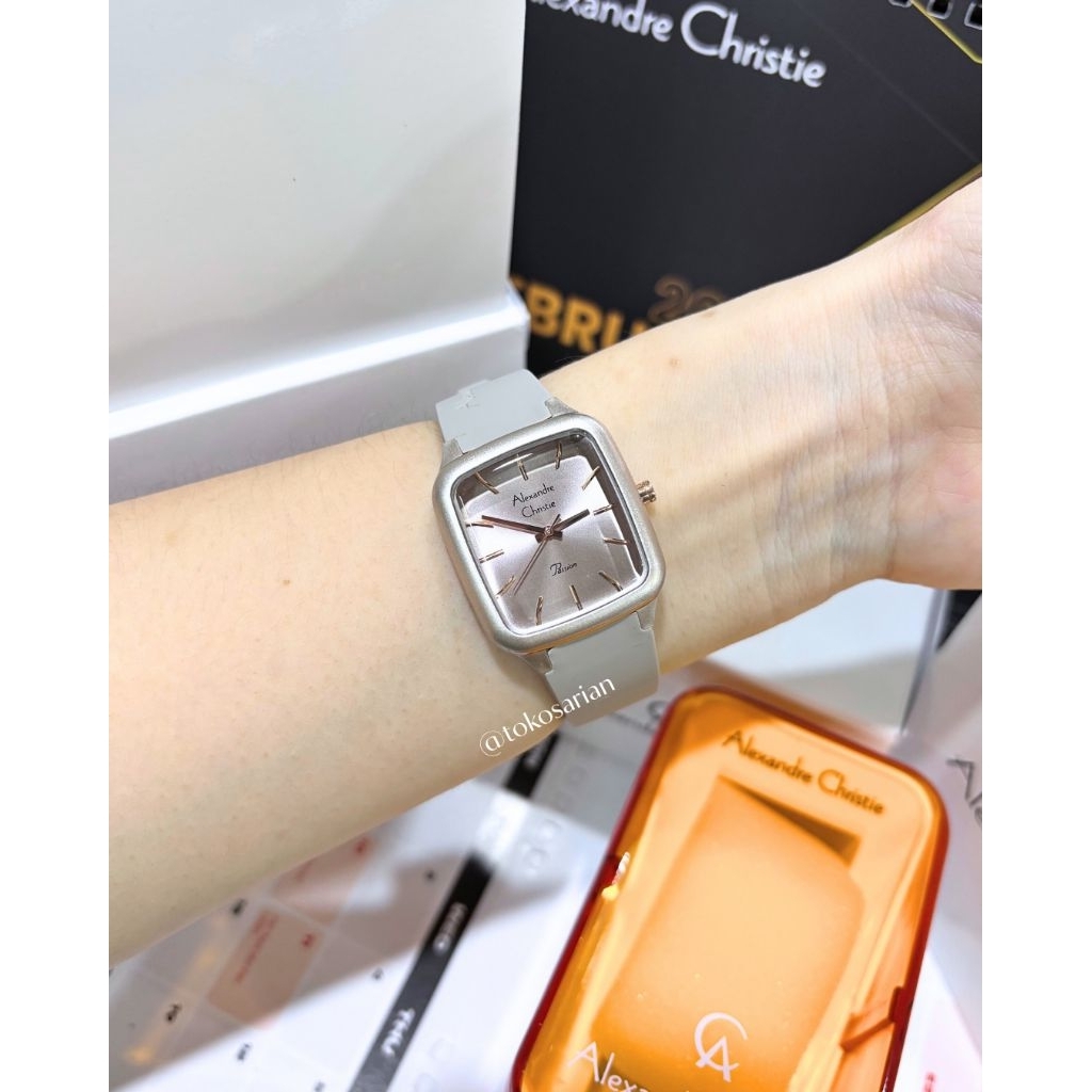 Alexandre Christie AC 2A08 LH Original Bergaransi Rubber Strap Analog Untuk Wanita