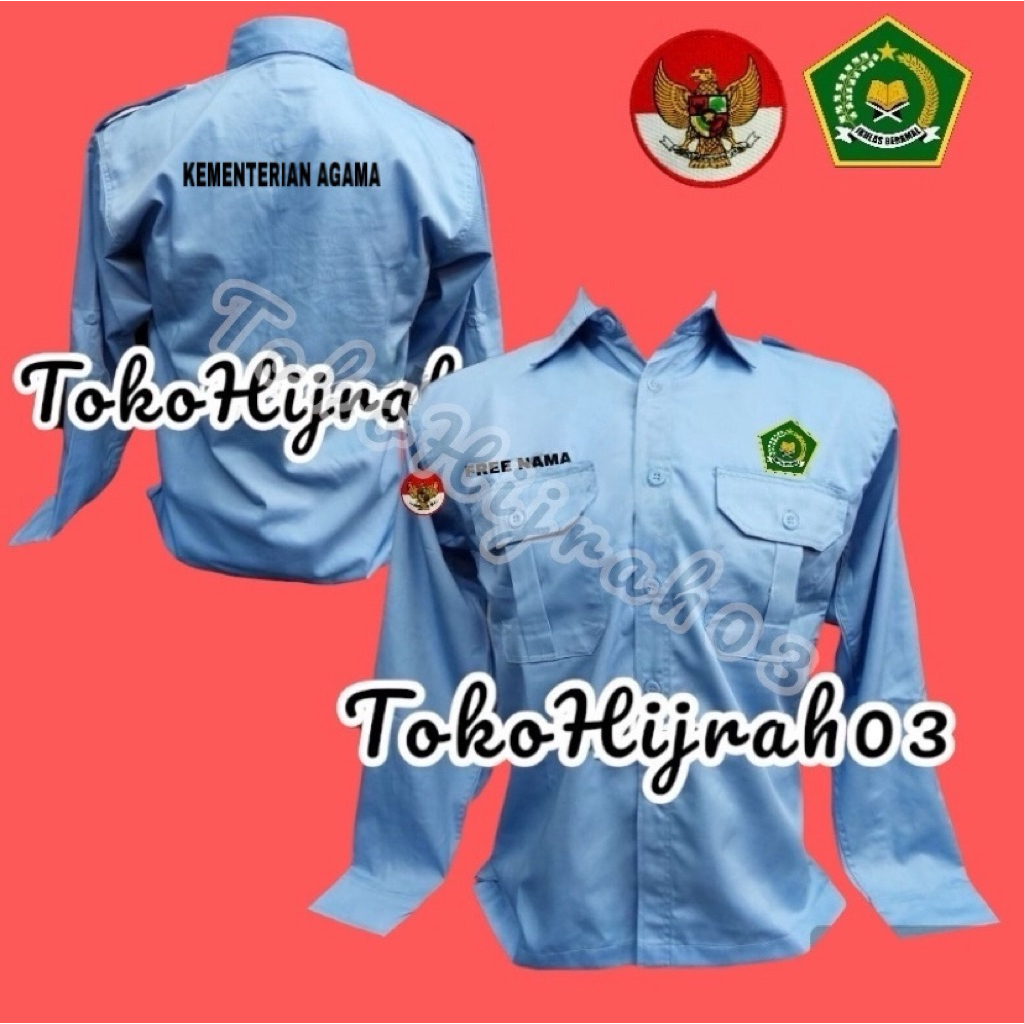 SERAGAM KEMENAG KEMENTERIAN AGAMA KEMEJA LENGAN PANJANG KEMENAG BAJU PDH KEMENAG KEMEJA KEMENAG SERA