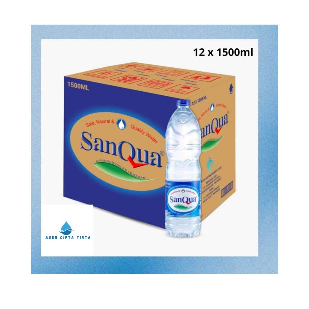 SanQua Botol 1500ml 1 Dus isi 12 Pcs Air Mineral Sanqua Botol Air Minum Ukuran Besar Sanqua Botol Or