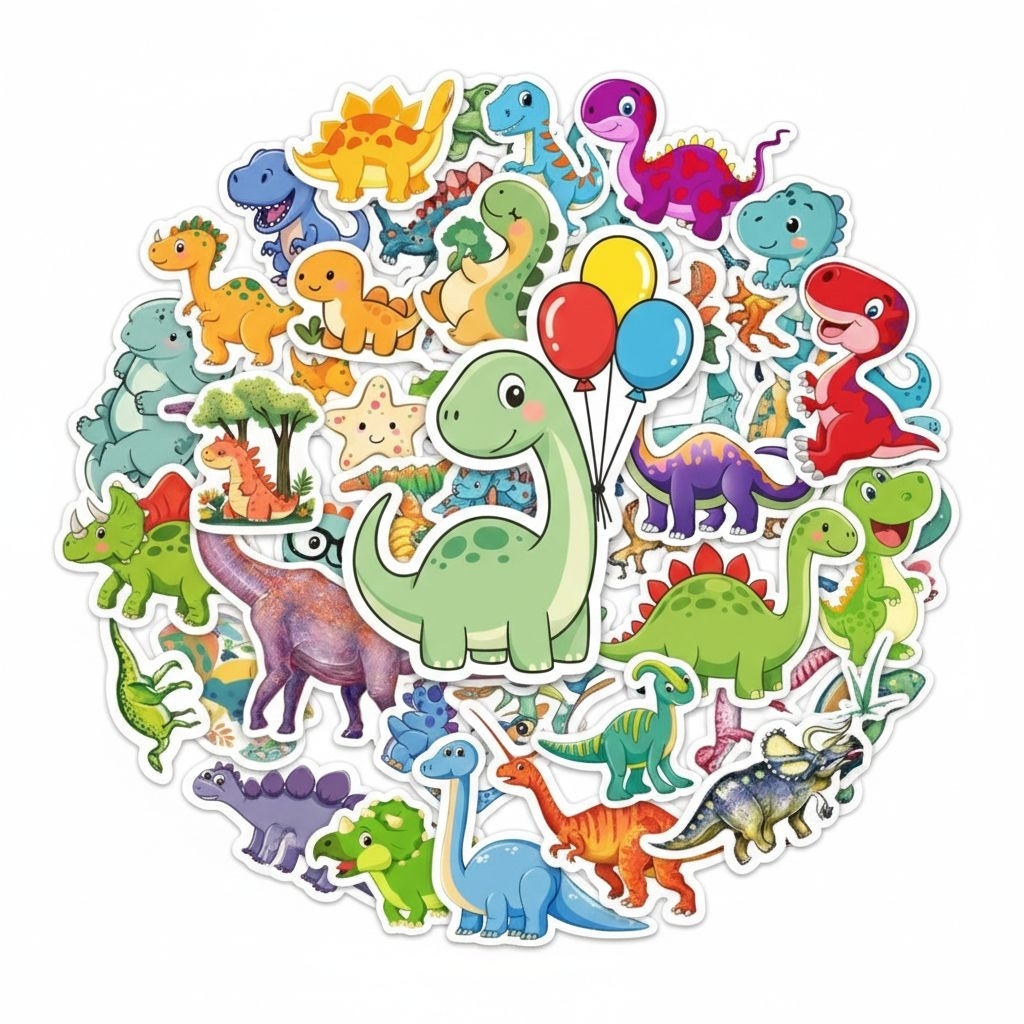 66 pcs Stiker Dinosaurus Jurasic Park DIY Scrapbook Anti Air Waterproof Graffiti