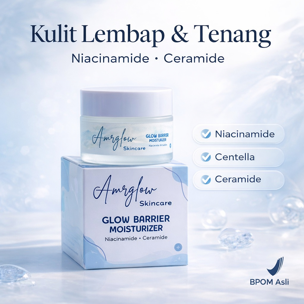 AMR Glow Cream Pelembap Wajah Niacinamide | Centella & Ceramide | Skincare BPOM