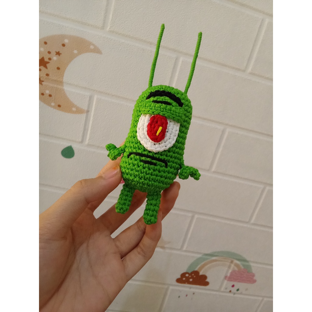 Gantungan Kunci Plankton Rajut Handmade | Crochet Plankton Keychain | Boneka Rajut Lucu Custom