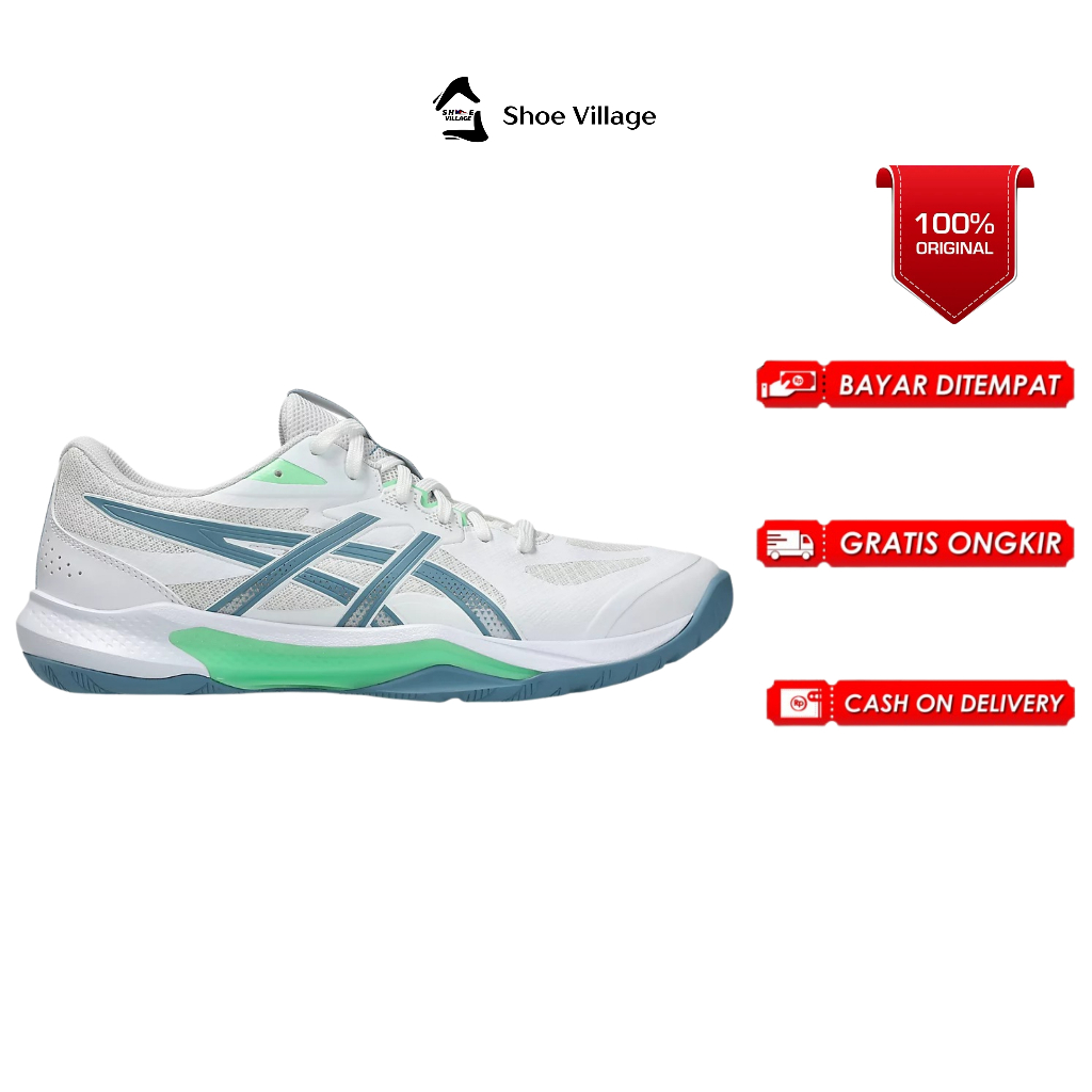 Sepatu Volley Asics Gel Tactic 13 - White/Saba Blue Original BNIB Resmi