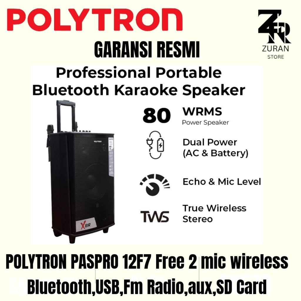 POLYTRON PASPRO 12F7 / PASPRO127F SPEAKER BLUETOOTH KARAOKE