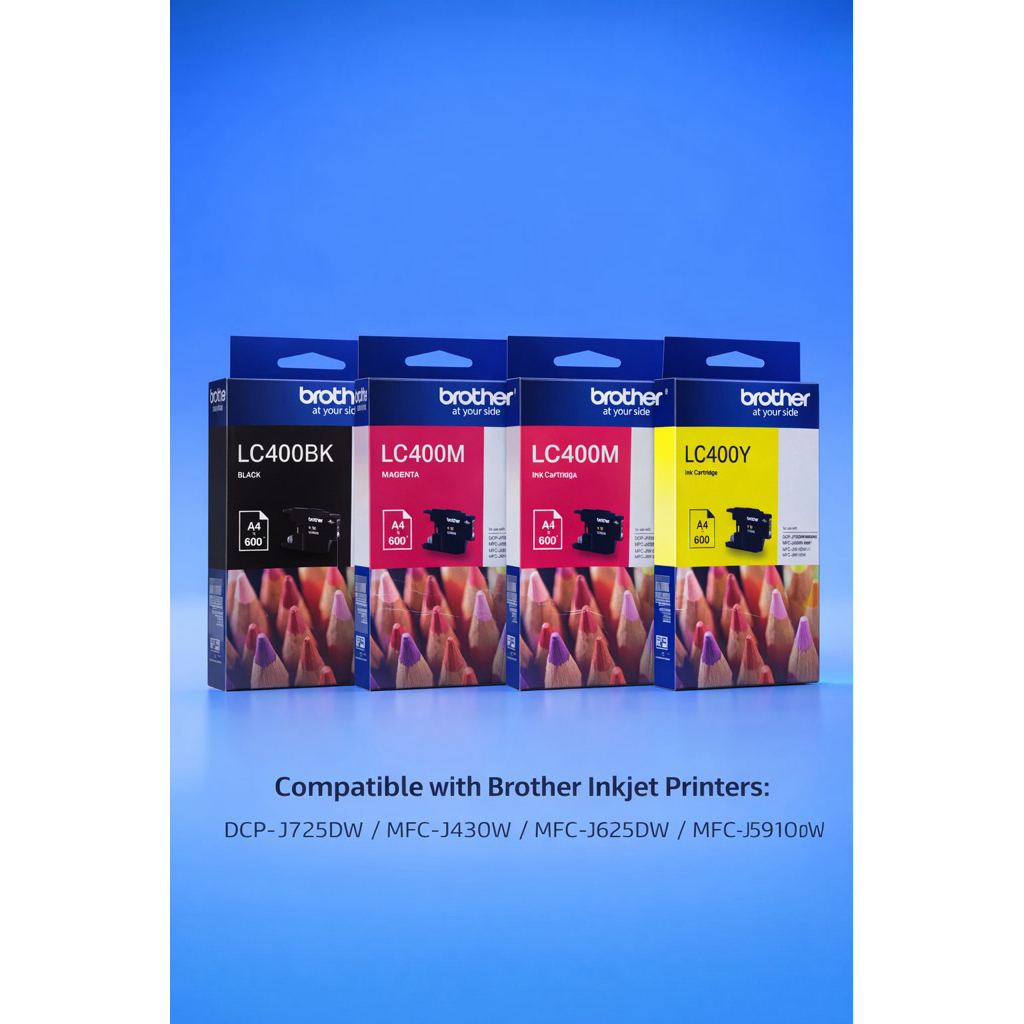 Tinta Printer Brother LC-400 BK/C/M/Y for use with DCP-725DW/MFC-430W/J625DW/MFC-J5910DW/J6710DW/MFC
