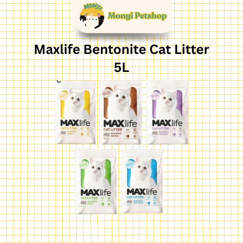 MAXLIFE 5L PASIR KUCING GUMPAL WANGI AWET | AROMA KOPI LAVENDER APEL LEMON BABY