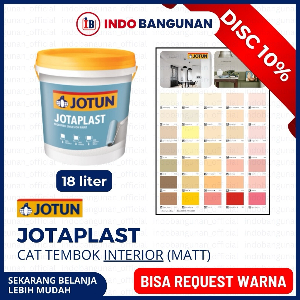 CAT TEMBOK INTERIOR JOTUN JOTAPLAST 18LT / BISA REQUEST CUSTOM WARNA PUTIH