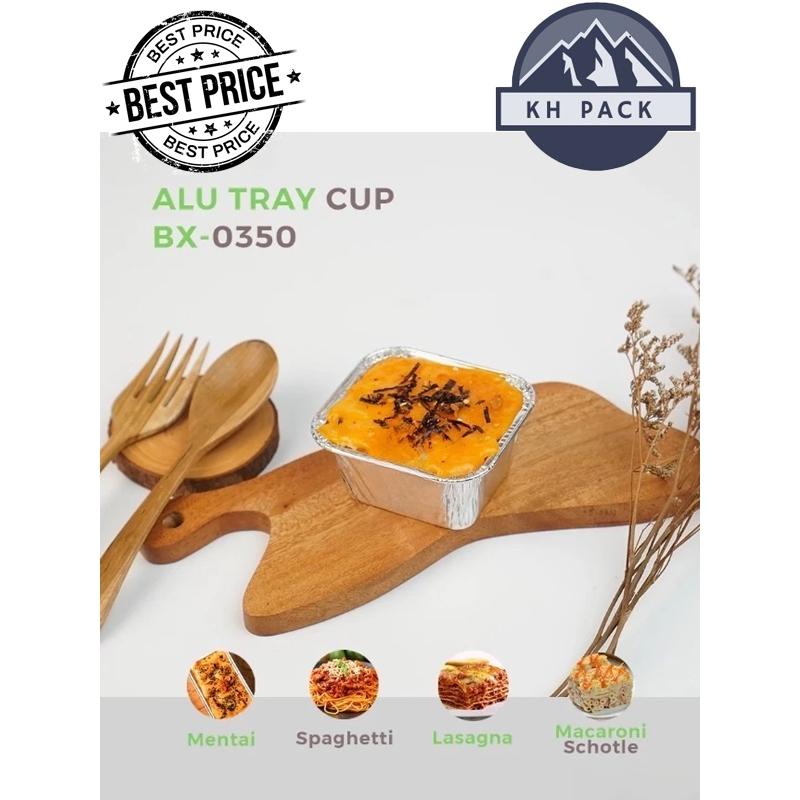 Aluminium Tray Cup BX 0350 l Lasagna , Macaroni , Pastel Tutup Mini Pie Brownies