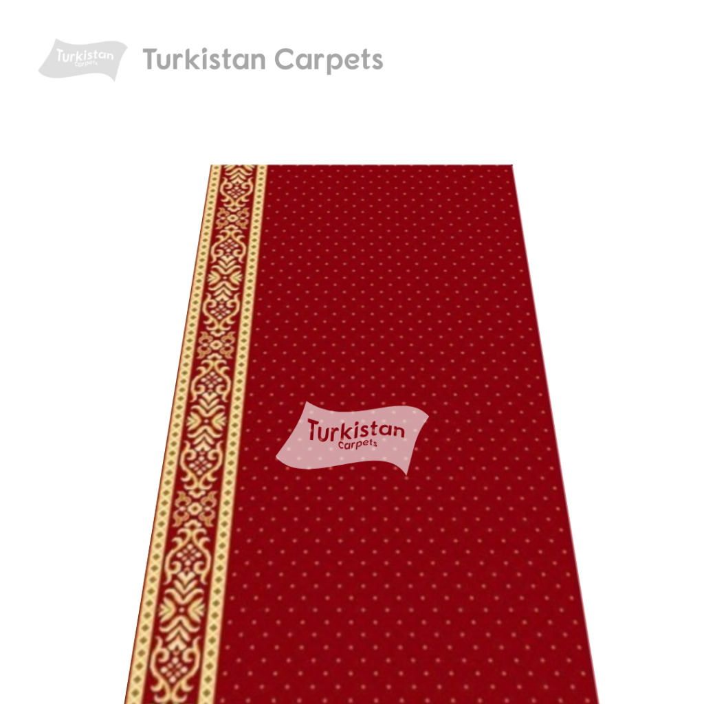 Karpet Masjid Almira Meteran Tebal 11mm BCF Polos Bintik  Merah - Turkistan Carpets
