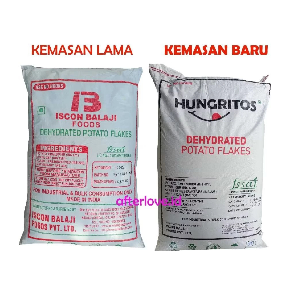 Terlaris Iscon Balaji Potato Flake/Serpihan Tepung Kentang 1 Sak 20Kg, U/ Roti,Donat