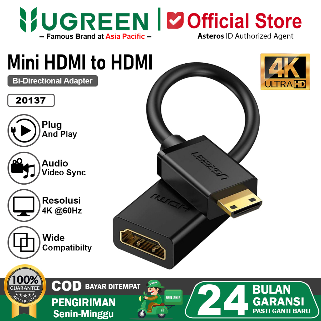 UGREEN Converter Adapter Mini HDMI Male To HDMI Female 4K 60Hz 20137