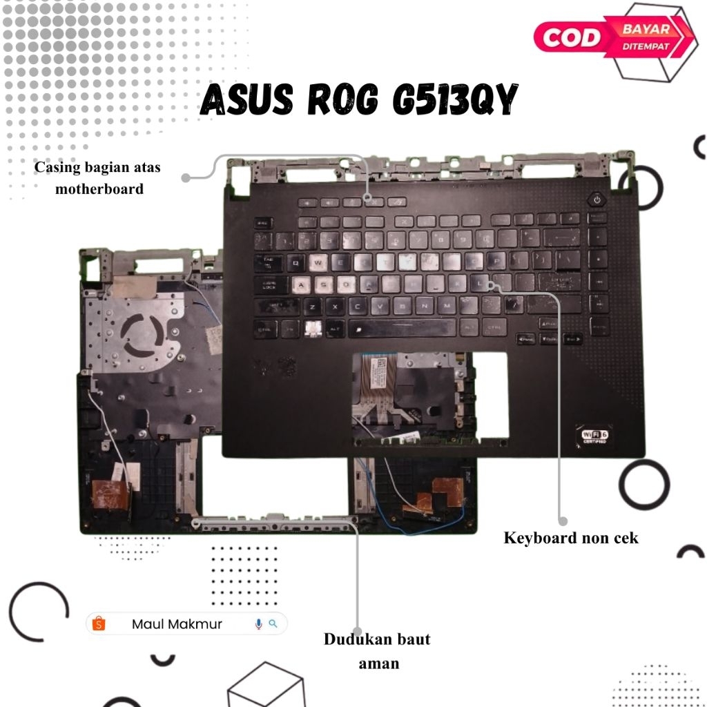 SECOND Casing Laptop Asus ROG G513QY | Casing C Bagian Atas Motherboard Laptop