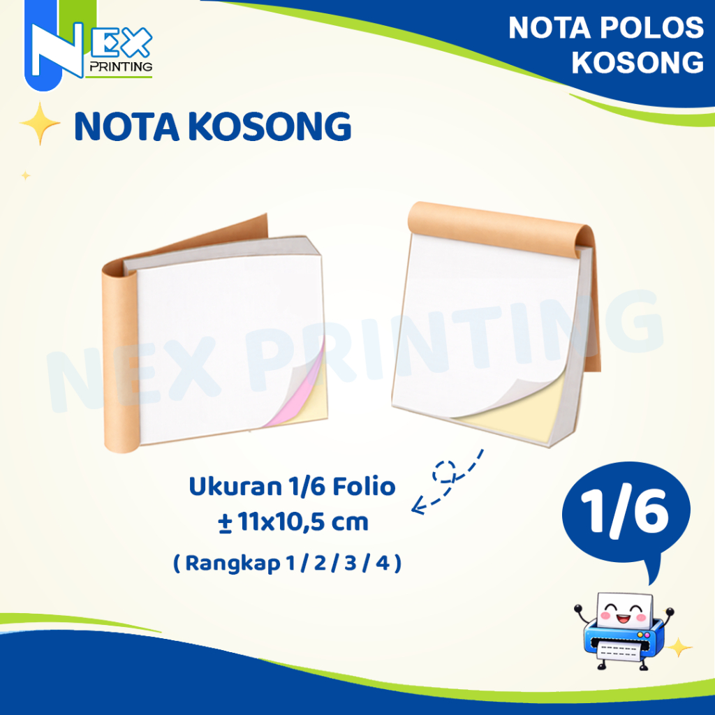 1/6 Nota Memo Polos Kosong Ukuran 1/6F Kwitansi bisa Satuan ukuran Bon Faktur Untuk toko online offl