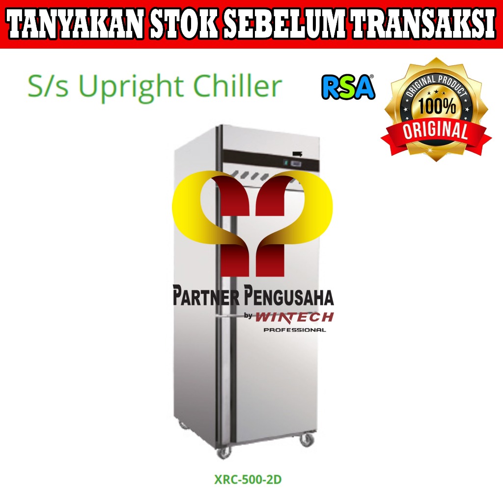 RSA XRC-500-2D SS Upright Chiller Kulkas Dapur Komersial Stainless Steel 2 Pintu - Kabinet Untuk Men