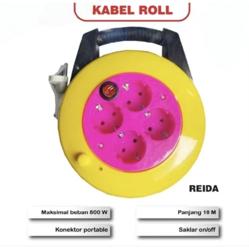 REIDA Kabel Roll / Kabel Box 10 Meter Saklar ON OFF