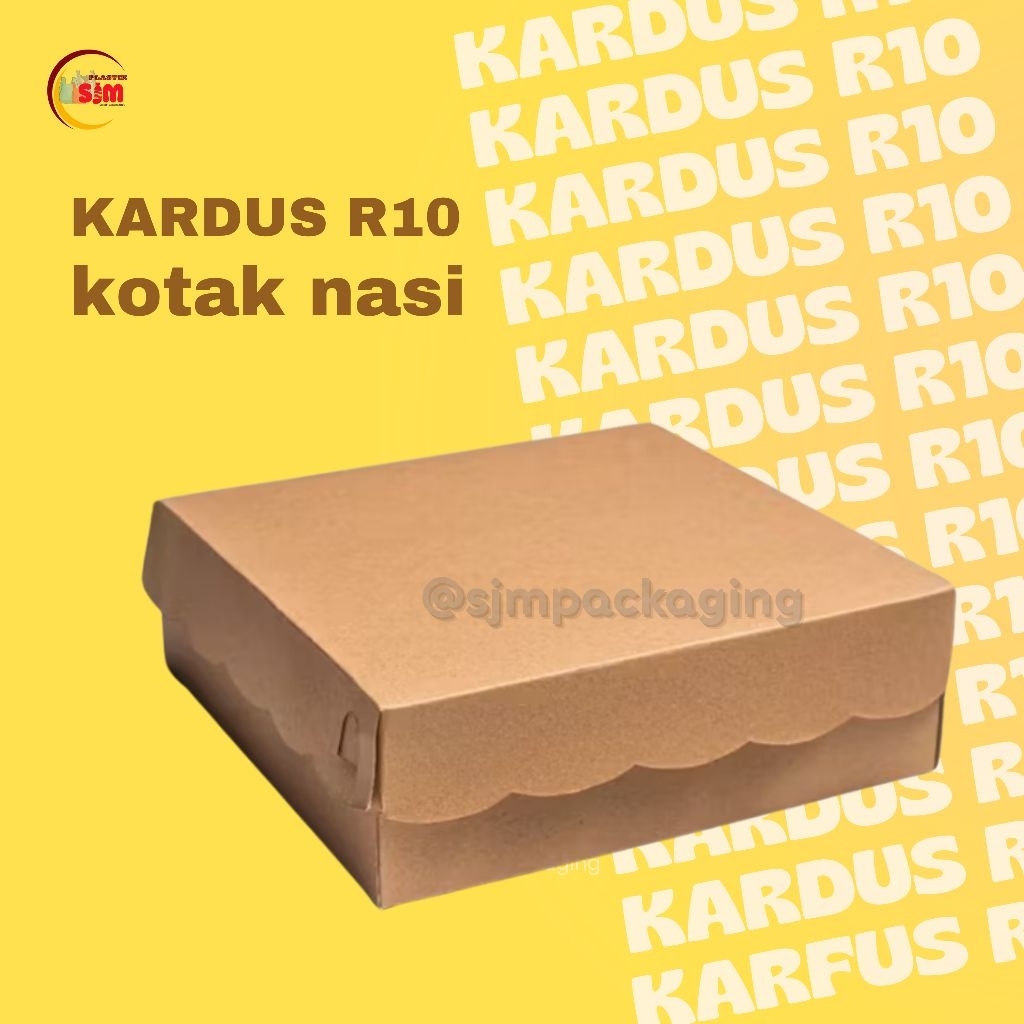 R10 - Kotak Dus Kraft Coklat/Kotak Dus Nasi Catering/Kotak Dus Nasi/ Kotak Dus Renda Coklat Non-lami