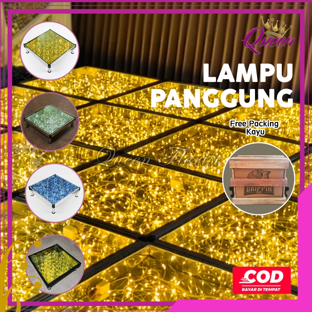 1 Set Lampu Kaca Panggung Akrilik Lantai Kaca Tempered Glass [ include packing kayu ] | Stage Lighti