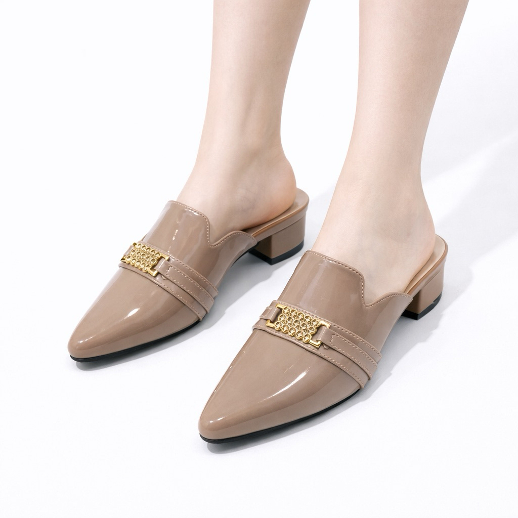 Sepatu wanita dewasa Hells Hak 3 Cm sandal Wanita Pendek Sandals Slop Selop Flat Slip On