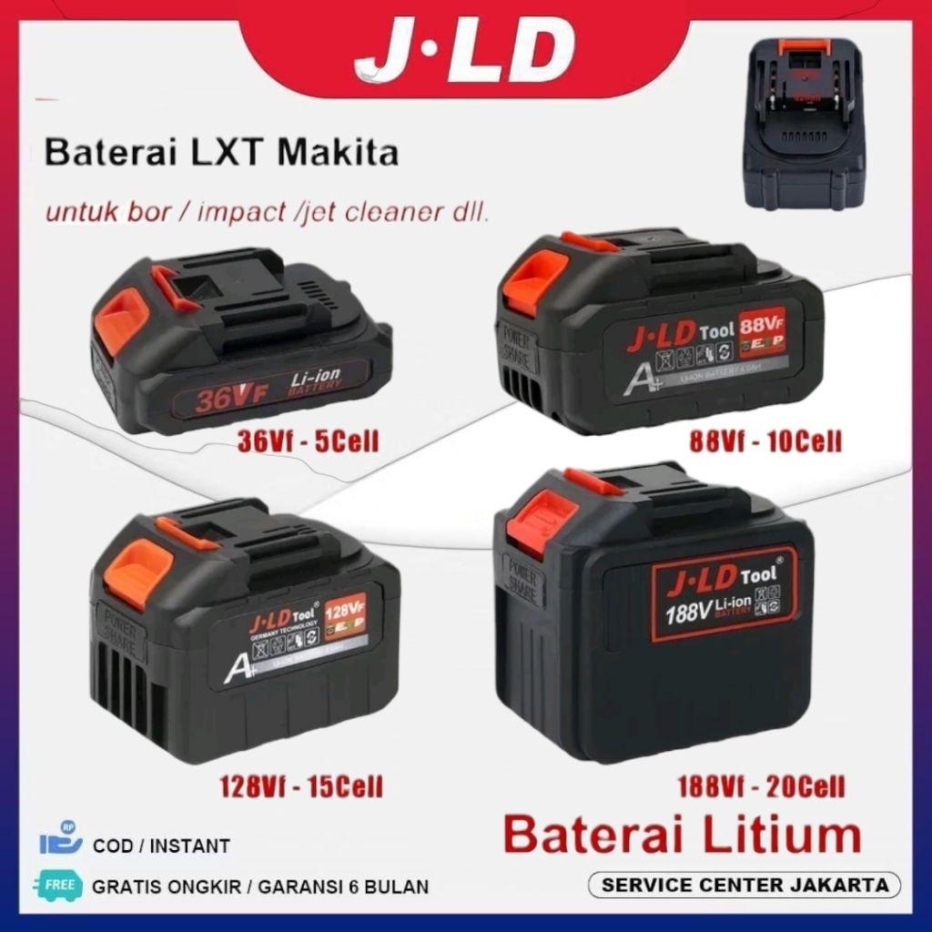JLD TOOL Baterai Lithium Li-ion Baterai Cadangan 999Vf 188Vf 128Vf 88Vf 48Vf 36Vf Type Baterai LXT M