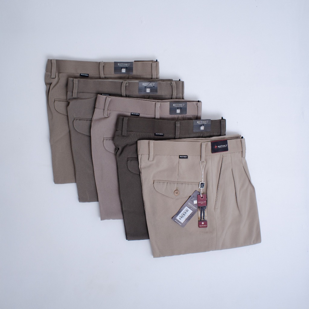 Mustevans Celana Panjang Formal Kerja Rempel/Ploy Pria 101 Warna
