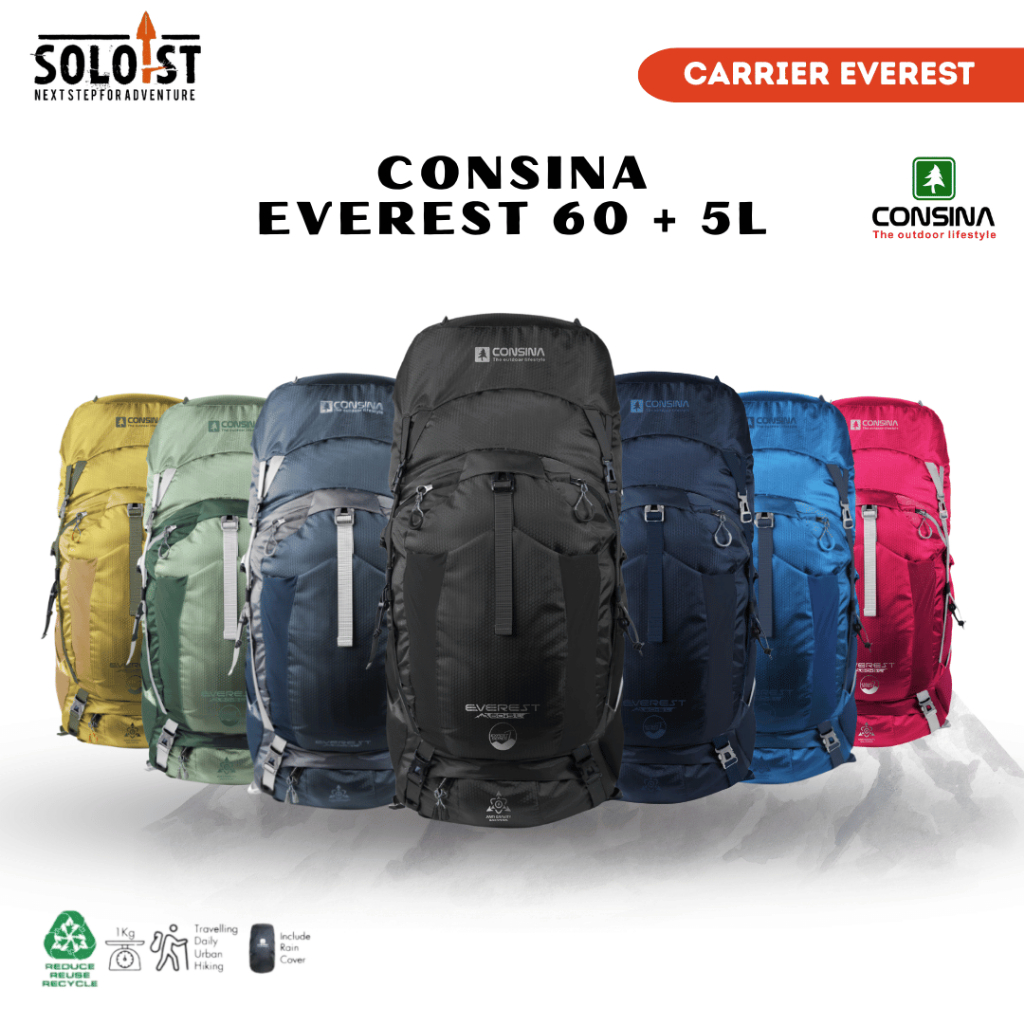 CONSINA EVEREST 60+5L EXPERT SERIES RANSEL GUNUNG UPGRADED 2025  Tas Carrier 60+5L Consina Everest  