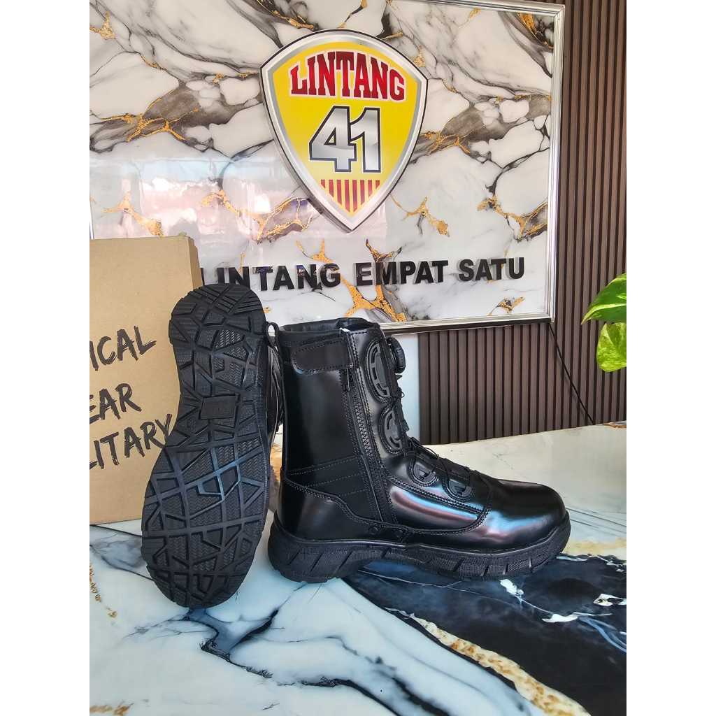 sepatu pdl tali tali putar seleting kulit mengkilap