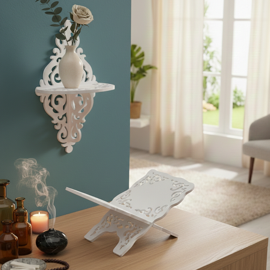 Paket Hemat Rak Dinding Chabby Chic & Rekar Untuk Baca Al Quran dll