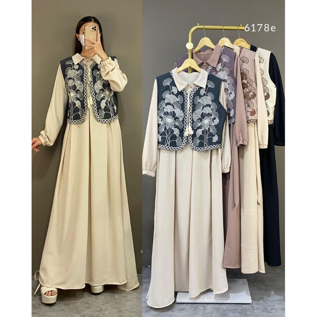 Gamis vest bordir import premium