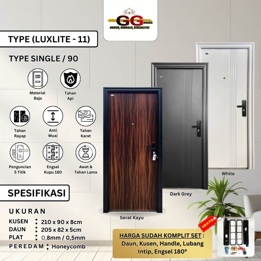 Pintu Baja GG-LUXURY LUXLITE Single 210x90cm