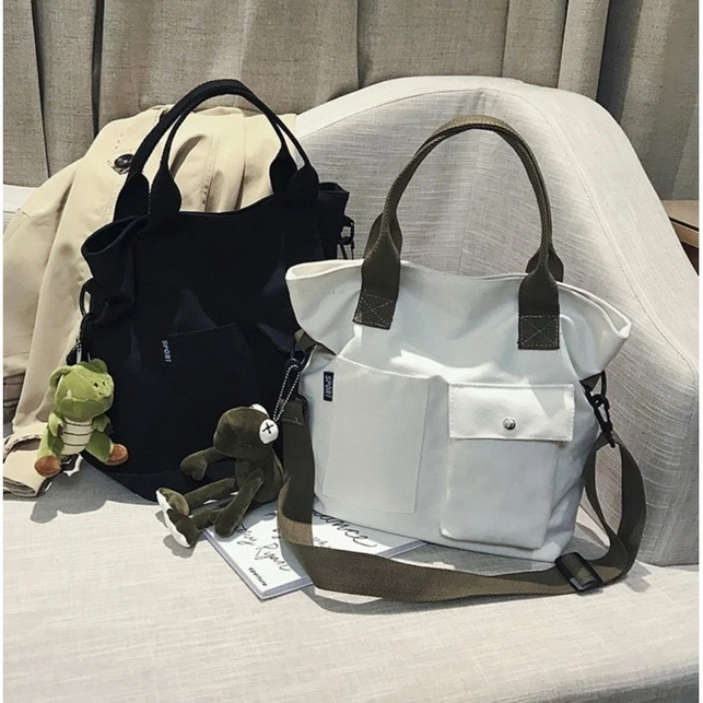 Elizabeth -  Tas Selempang Tote Wanita Kanvas Stylist Women Canvas Sling Bag TS217