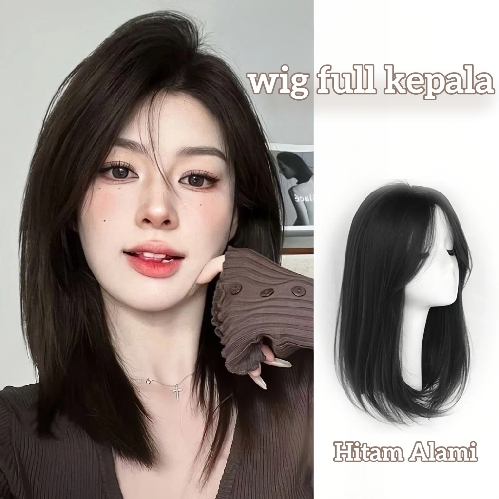 Rambut Palsu Wanita Panjang 40CM/Wig Wanita Full Kepala/Wig Daily Natural Wanita/Wig Premium Murah/W