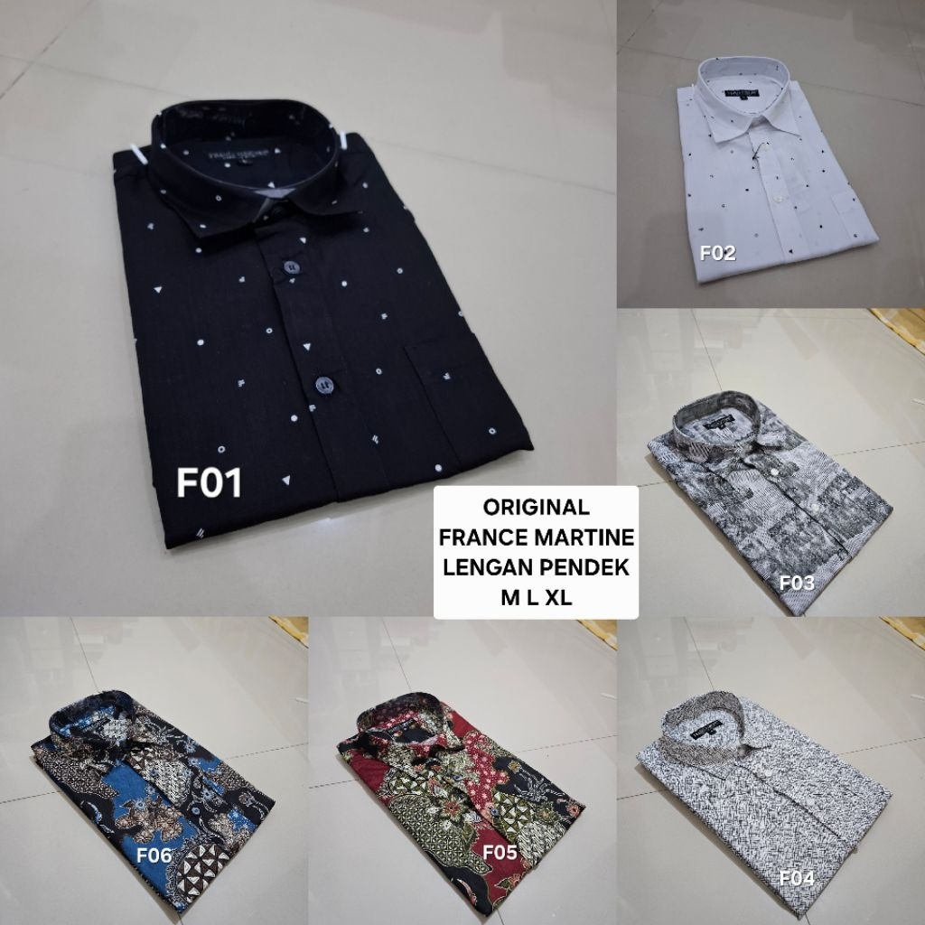 Kemeja Pria lengan pendek size M L XL katun printing - Kemeja France Martine - FM