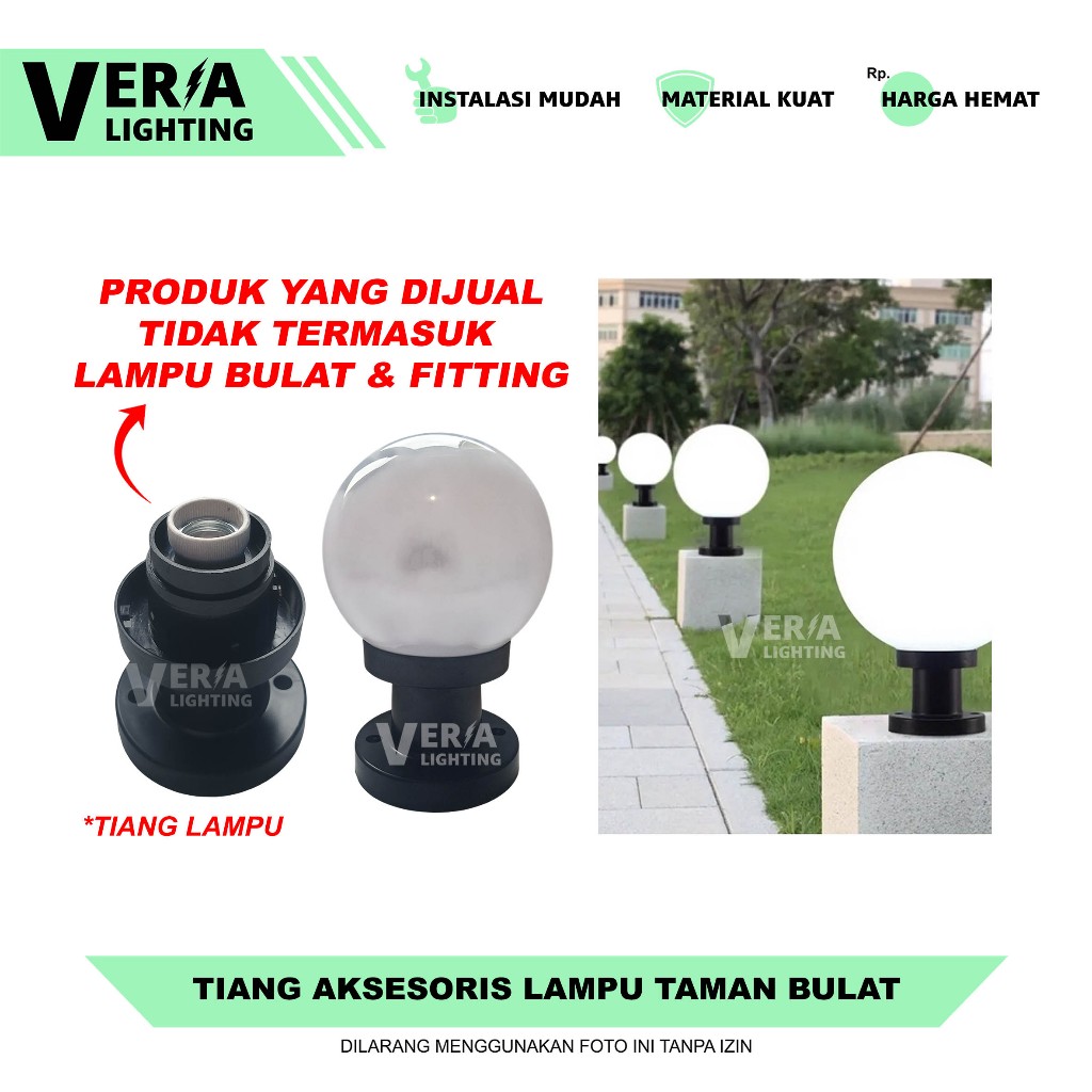 Tiang Lampu Taman Bulat Aksesoris Spare Part Lampu Bola
