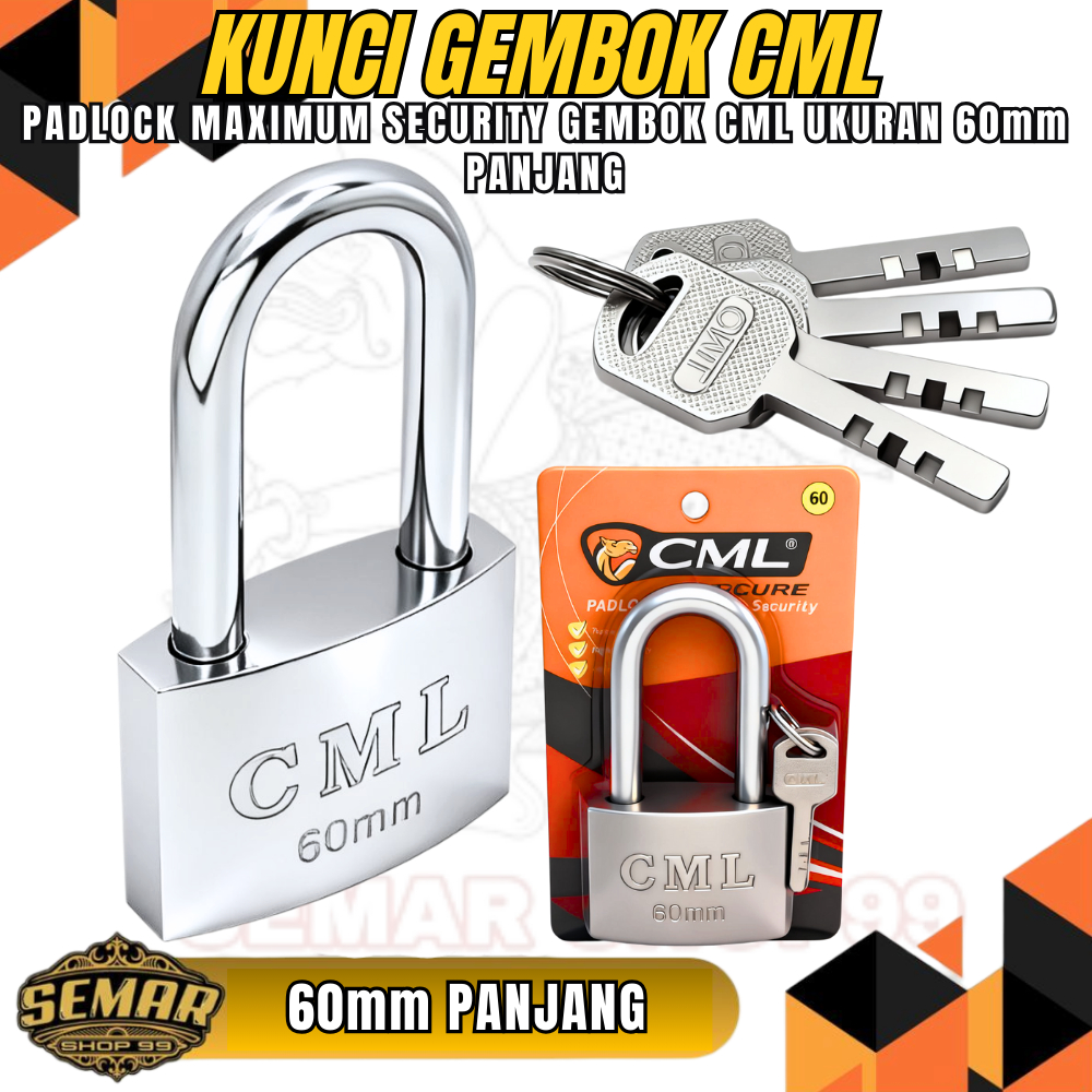 Gembok CML Kunci Pintu Rumah Leher Panjang Ukuran 60mm / Kunci Gembok CML Pintu Gerbang Besi / Kunci