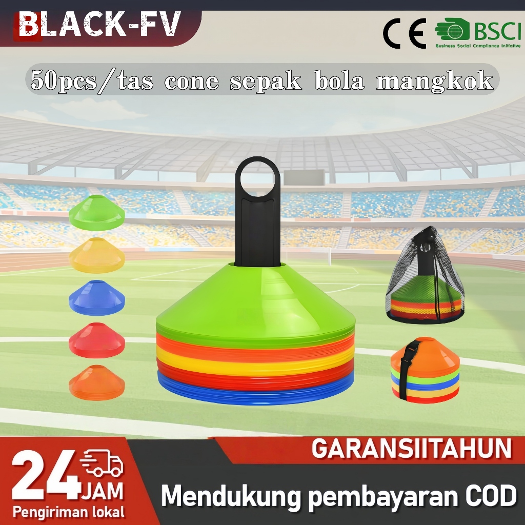 Cone Cones Kun Bulat REIKO Penanda Bola Sepakbola Futsal Lari Sepeda Sepatu Roda 50pcs Warna Warni