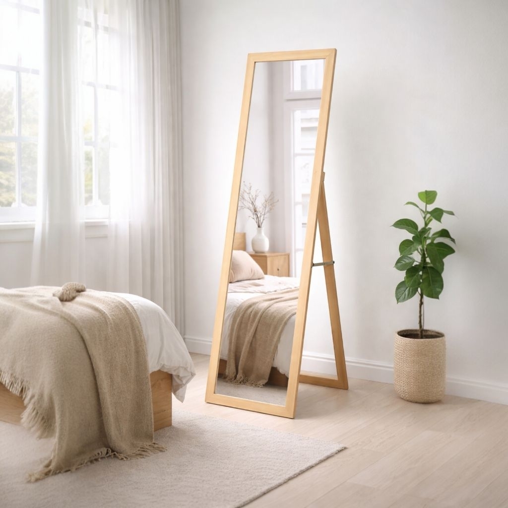 Kaca Cermin Standing Mirror, Cermin Berdiri Minimalis Full Body (127 x 35cm)