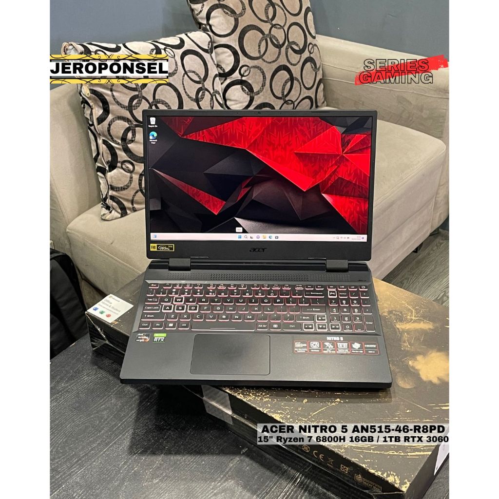 ACER NITRO 5 AN515-46 15" Ryzen 7 6800H 16GB / 1TB RTX 3060 6GB 165Hz FULL SET ORIGINAL GARANSI