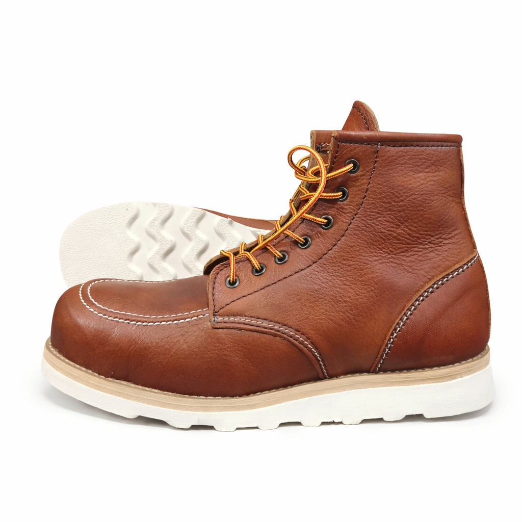 Xrider Safety Boots Kulit Moc Toe - Vintage Brown